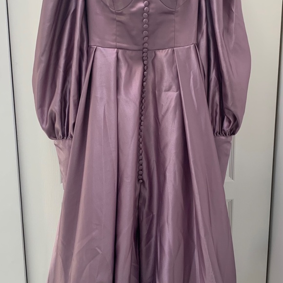 Lavender Floor Length Bishop Sleeve Gown - Picture 1 of 8